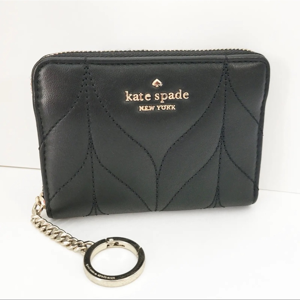 EUC black kate spade keychain zip wallet